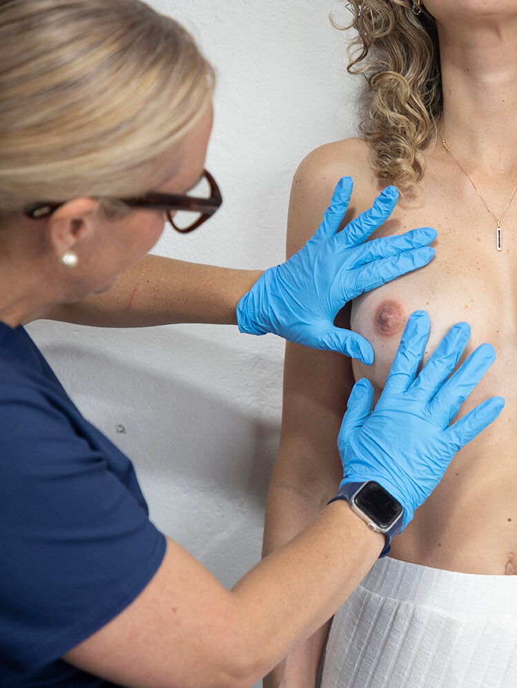 3D Areola Tattoo — Natalia Mejia assessing the treatment area